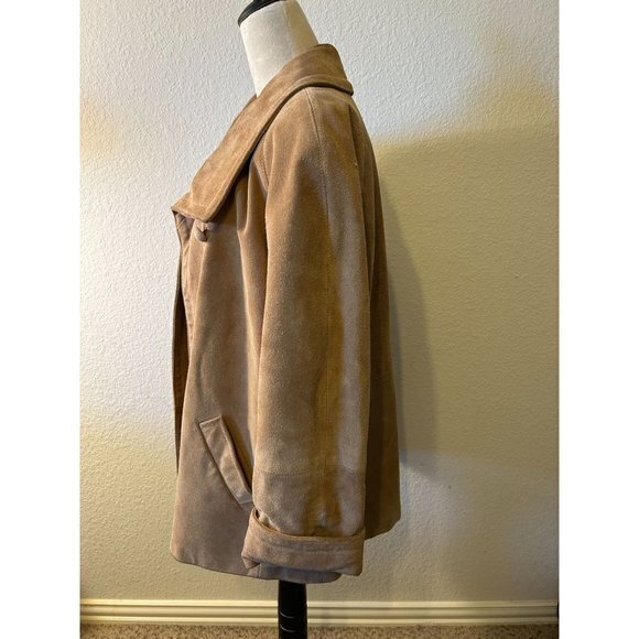 Women's Jordache  100% Leather Long Sleeved Tan‎ Lined Coat - Picture 4 of 11